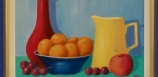 Geoff King - Yellow Jug, Red Vase and Fruit